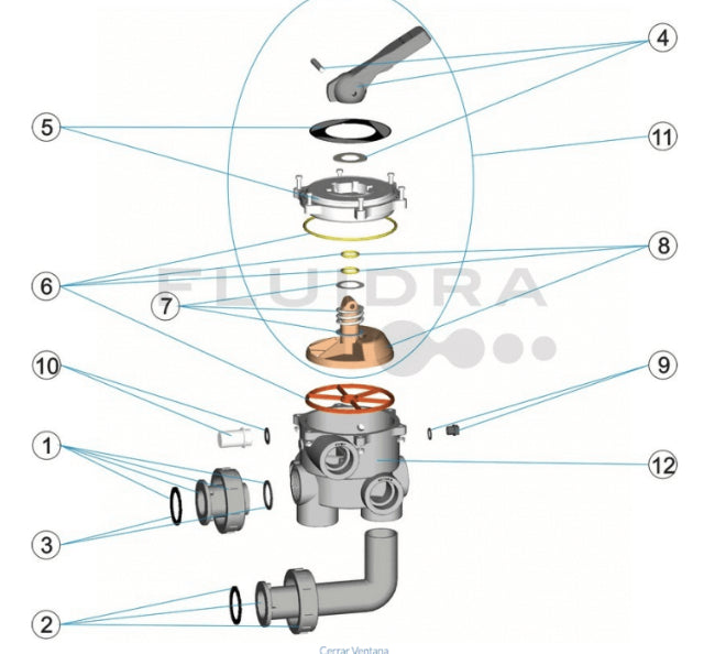 Astralpool - Black Body voor 1/2 '' - Classic Selecting Valve