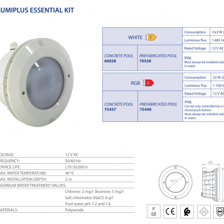 Astralpool - Proyector Lumiplus Essential PAR56 piscina hormigón