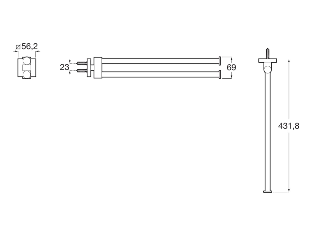 Roca - Toallero doble giratorio Square 56 x 432 x 69 mm Cromado A817609C00