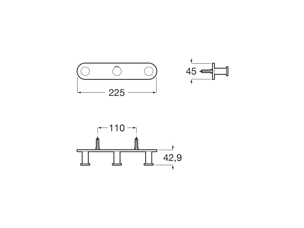 Roca - Percha triple Hotels Round Cromado A817572C00