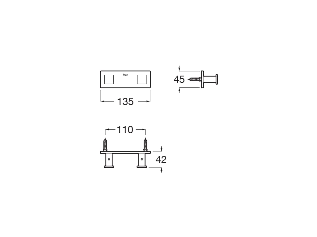 Roca - Percha doble Square Cromado A817602C00