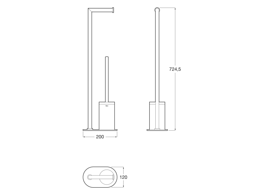 Roca - Escobillero de suelo con portarrollo Hotels Negro Mate A817588C40