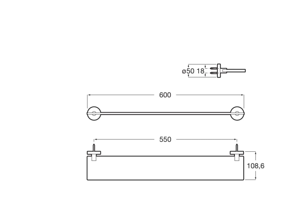 Roca - Repisa Compas 600mm A817692C00