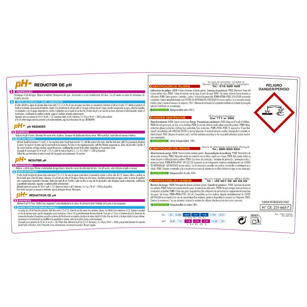 PQS - 3 kg di regolatore di pH minore granulato