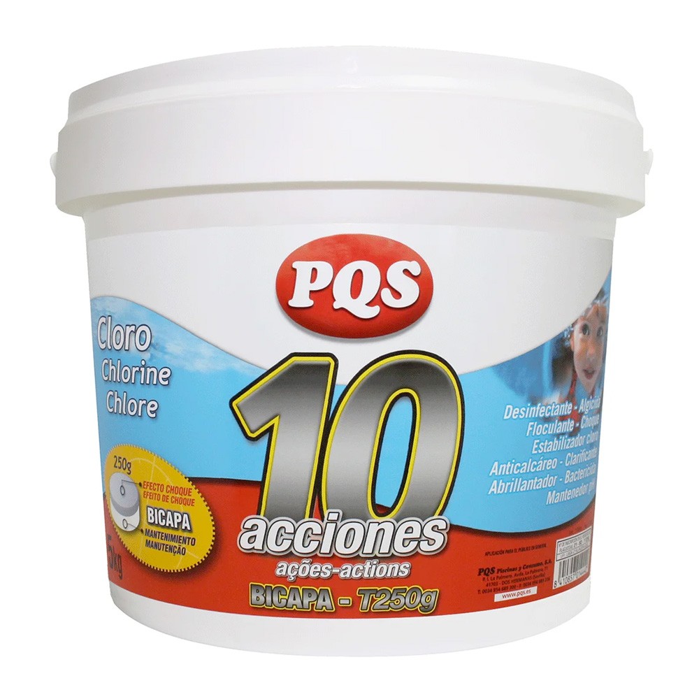 PQS - Cloro 10 acções comprimido bicamada 5kg