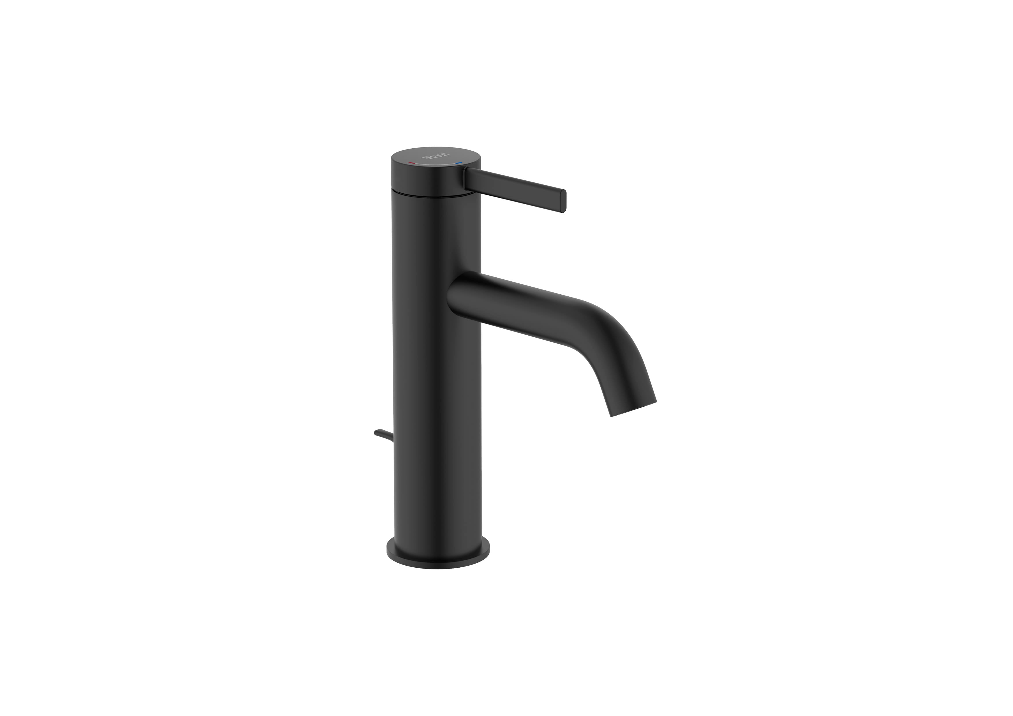 Roca - Mixer monomando for sink with click -clack drain and smooth body, matt black a5a3a9enb0