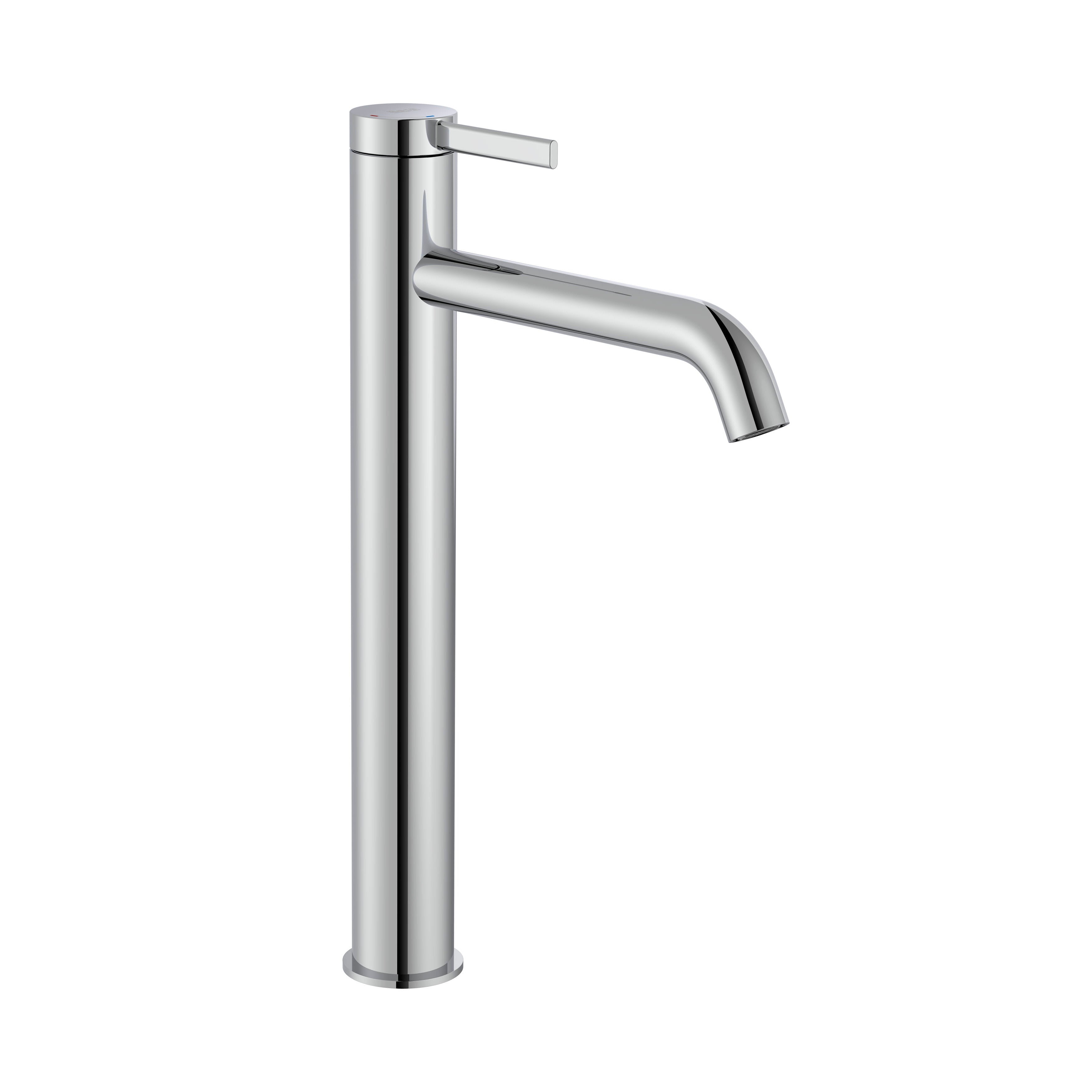 Roca - Mixer Monomando pour lavabo avec tuyau élevé, clic -clic drainer et corps lisse, chromé A5A349EC00