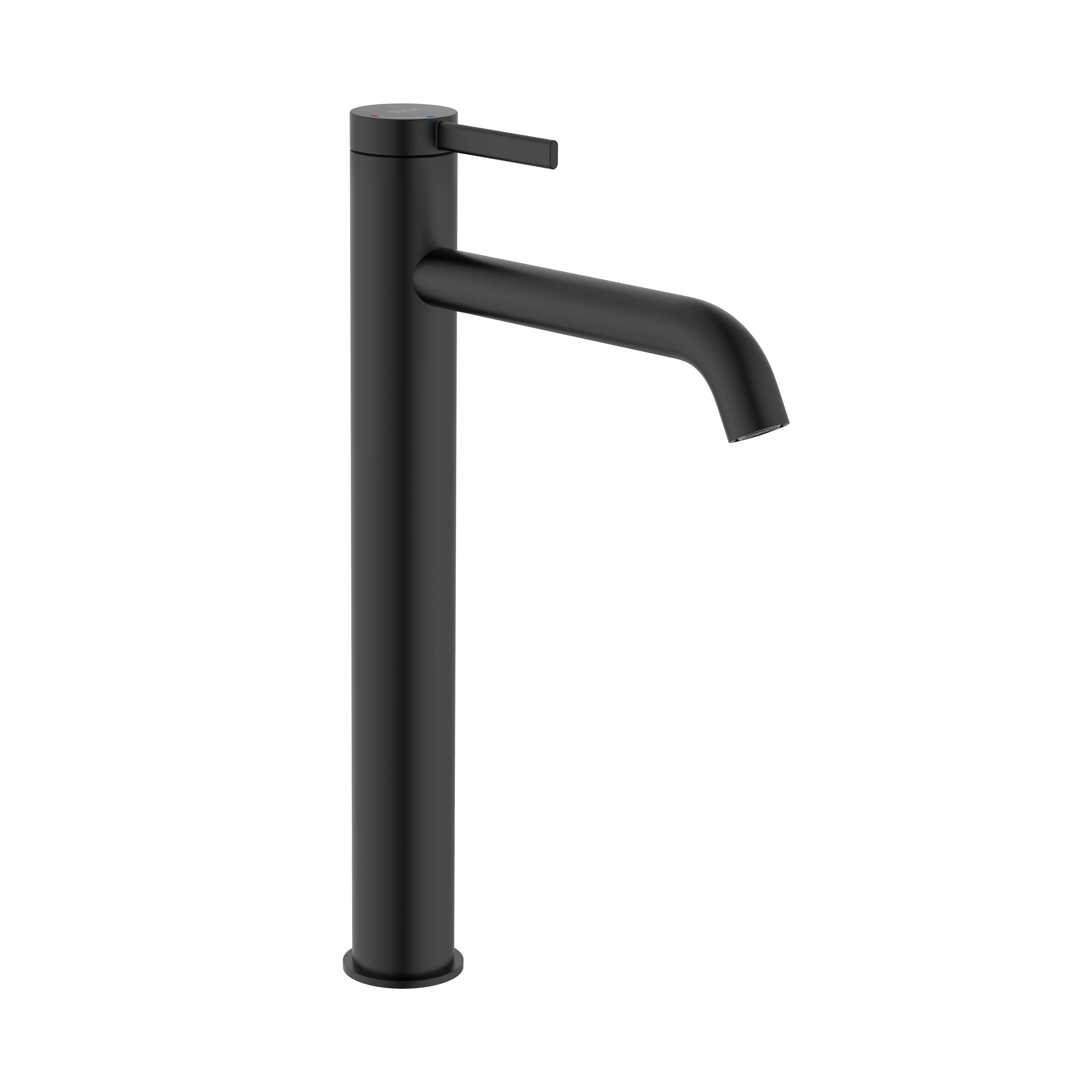 Roca - Mixer monomando for sink with high pipe, click -click drain and smooth body, matt black A5A349enb0