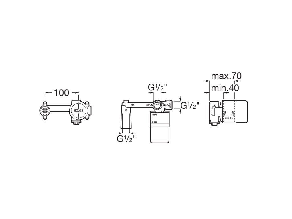 Roca - Cuerpo empotrable universal Ona, Negro Mate A5E3501NB0