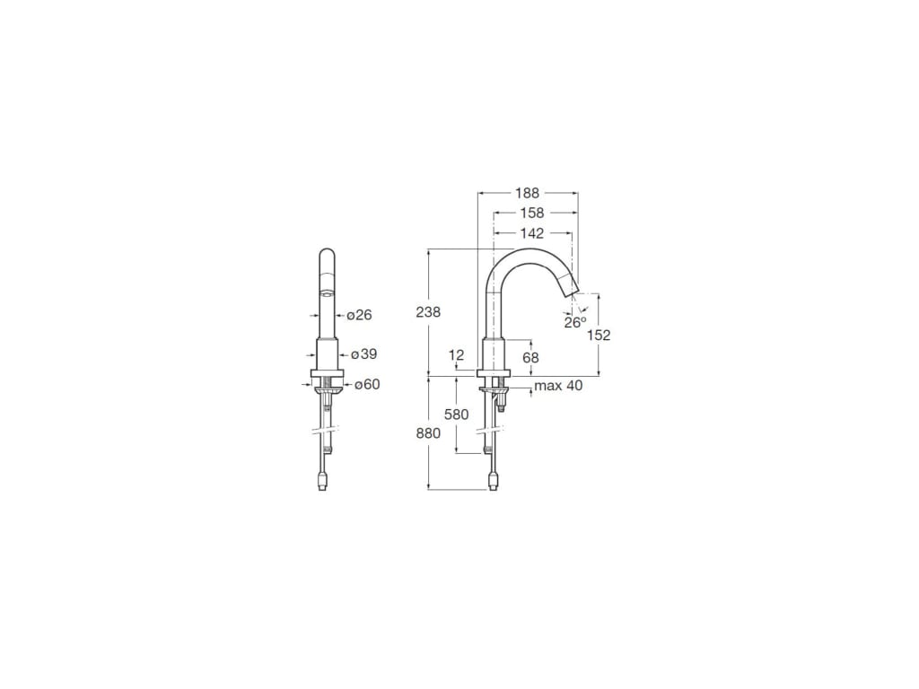 Roca - Grifo para lavabo con sensor integrado en el caño. Alimentación con pilas (AA). Loft A5A3243C00