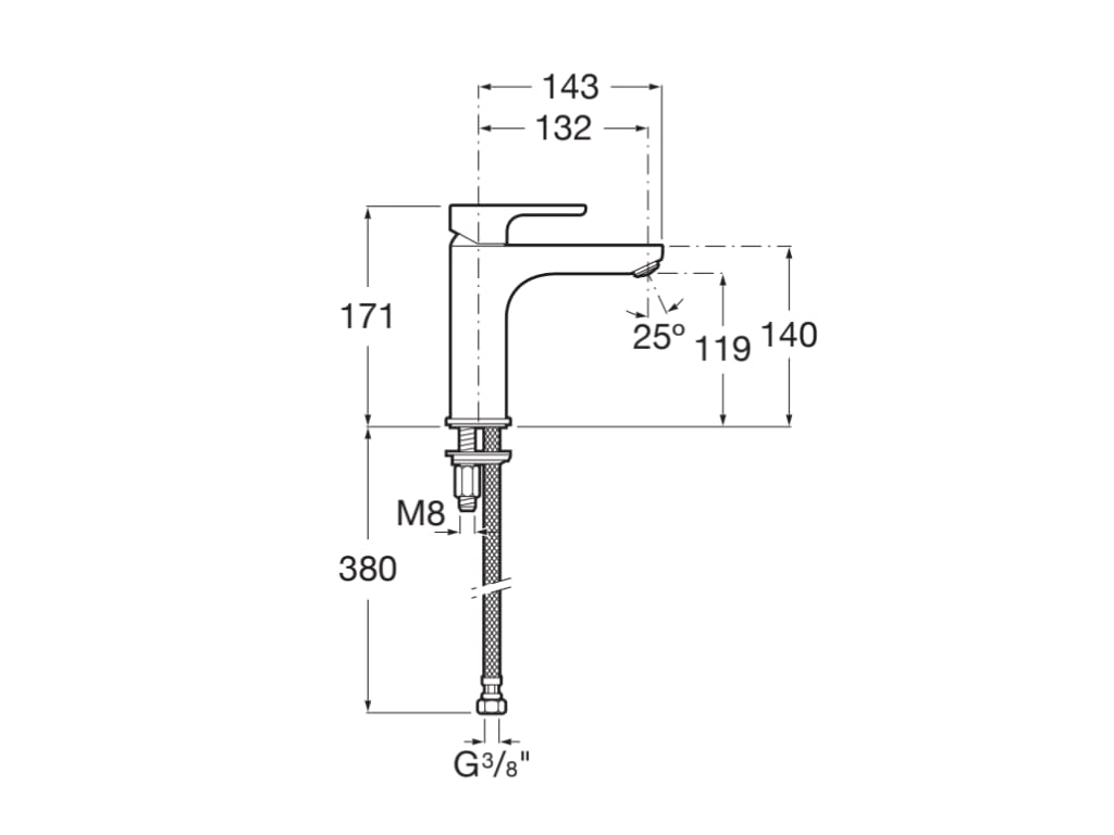 Roca -Grifo para lavabo con caño mezzo y cuerpo liso A5A3B09C00