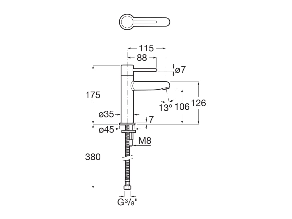 Roca - Mezclador monomando de cuerpo liso para lavabo Cromado, Nu A5A323FP30