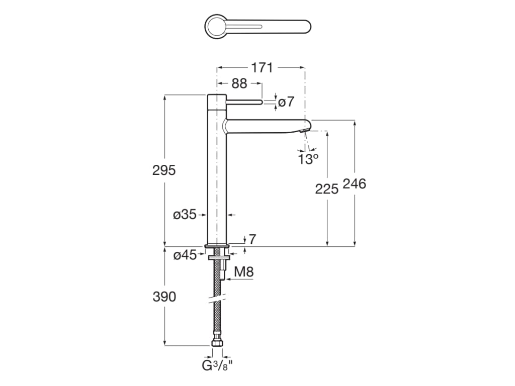 Roca - Mezclador monomando de cuerpo liso y caño alto para lavabo Verde Menta, Nu A5A343FP20 