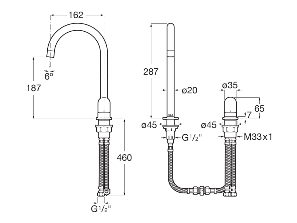 Roca - Mezclador monomando para lavabo con maneta de repisaDome Cromado, Nu 