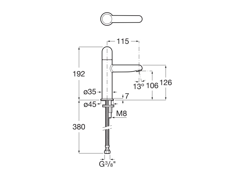 Roca - Mezclador monomando de cuerpo liso para lavabo con maneta Dome Cromado, Nu 