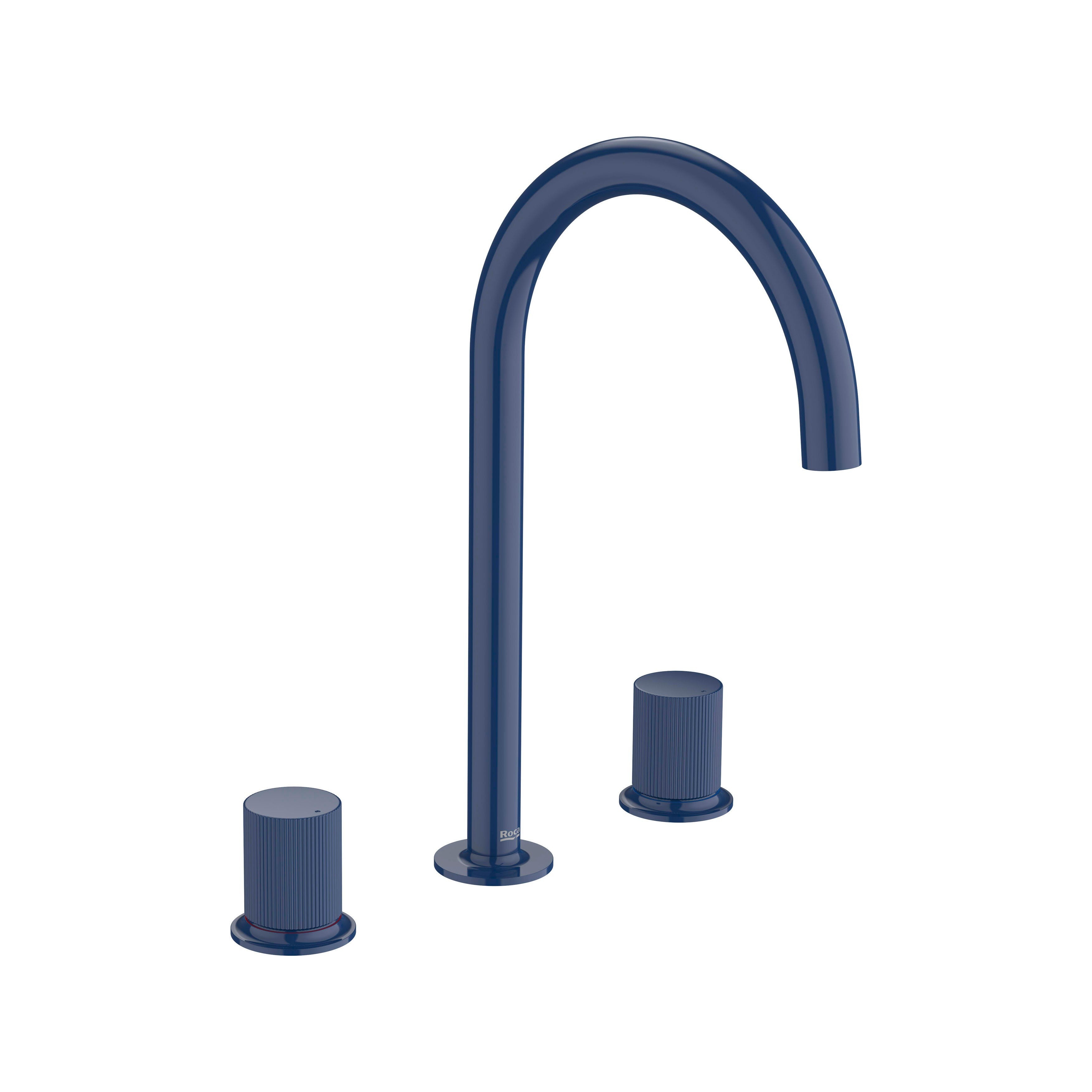 Roca - Mezclador bimando para lavabo con manetas de repisa Stripes Azul Cobalto, Nu A5A3E3FP00