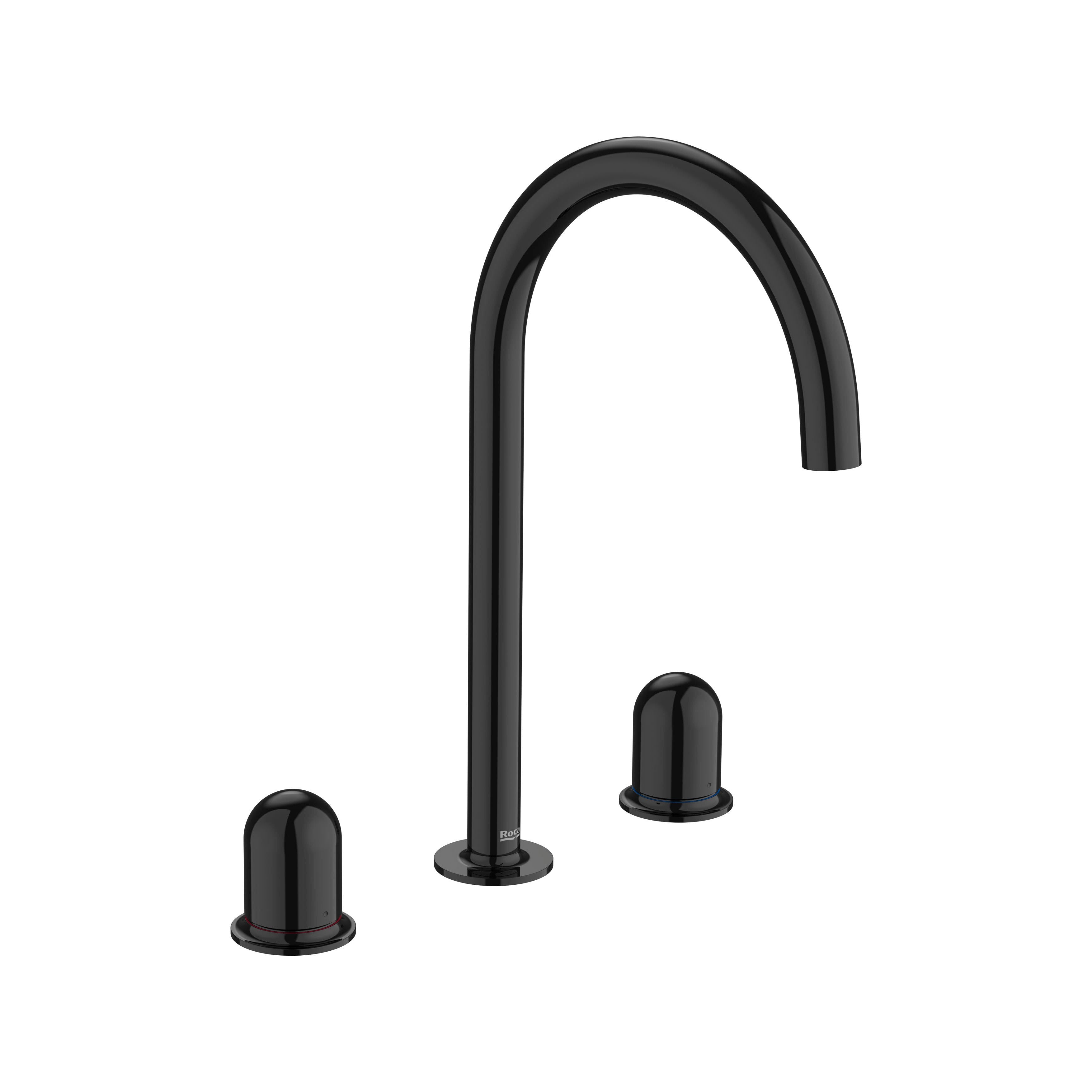 Roca - Mixer Bimando For sink with MANETAS DE CON REPISA DOME BLACK TITANIO, NU A5A3V3FCN0