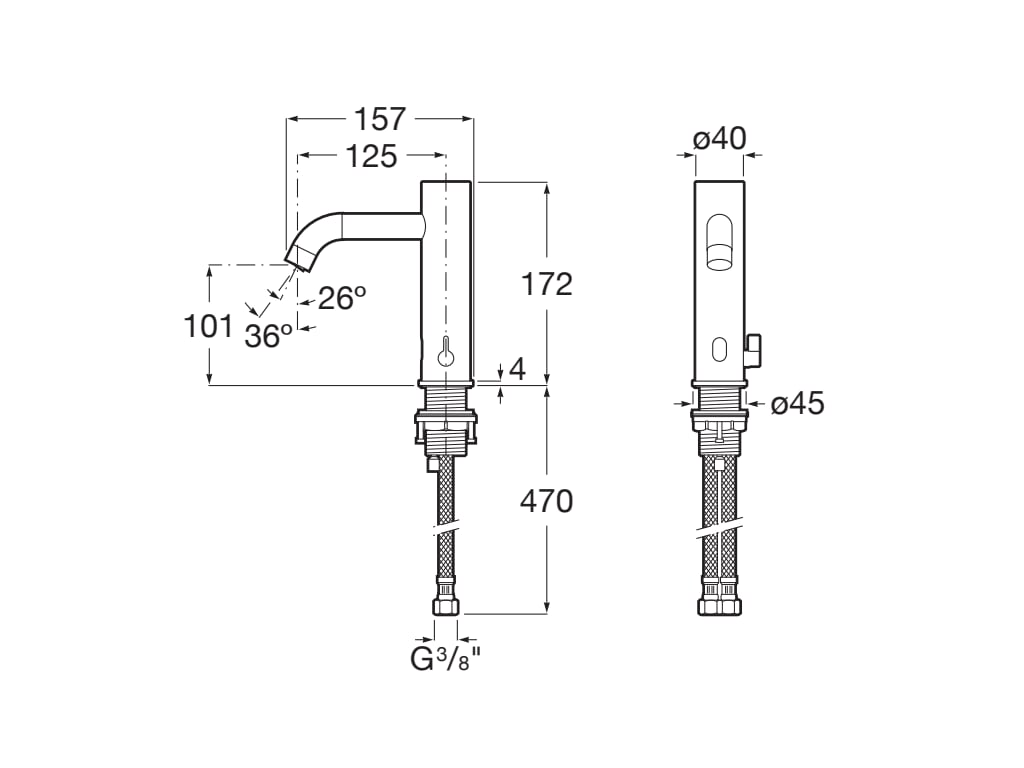 Roca - Ona-E - Grifería electrónica para lavabo (agua premezclada). Alimentación con conexión a red A5A559EC00 