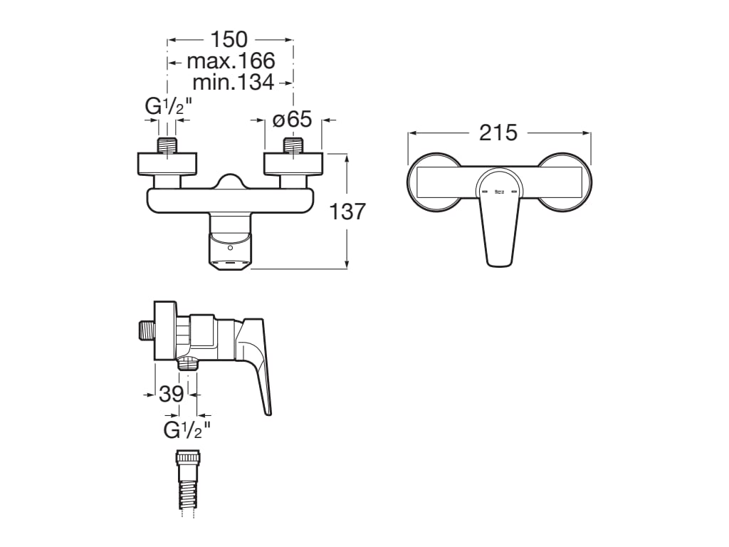 Roca - Mezclador monomando exterior para ducha Atlas A5A2190C00