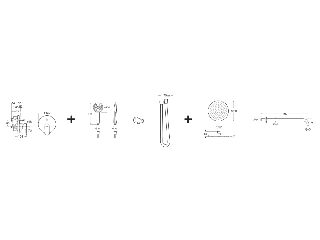 Roca - Pack Basic empotrado monomando Cala para baño-ducha A5D186ENB0