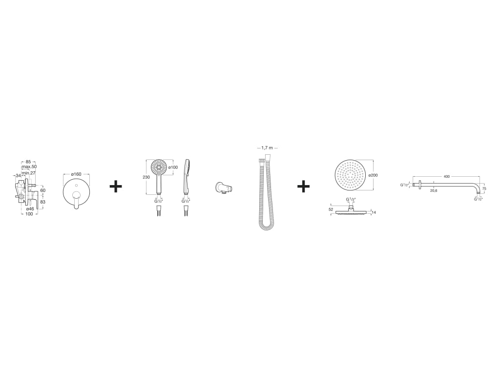 Roca - Pack Basic empotrado monomando L20 para baño-ducha A5D1809C00