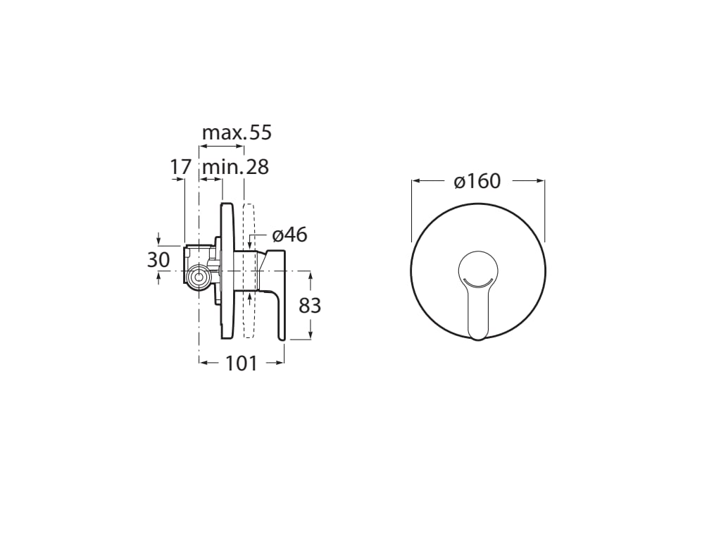 Roca - Mezclador monomando empotrable para baño o ducha L20 Negro Mate A5A2A09NB0