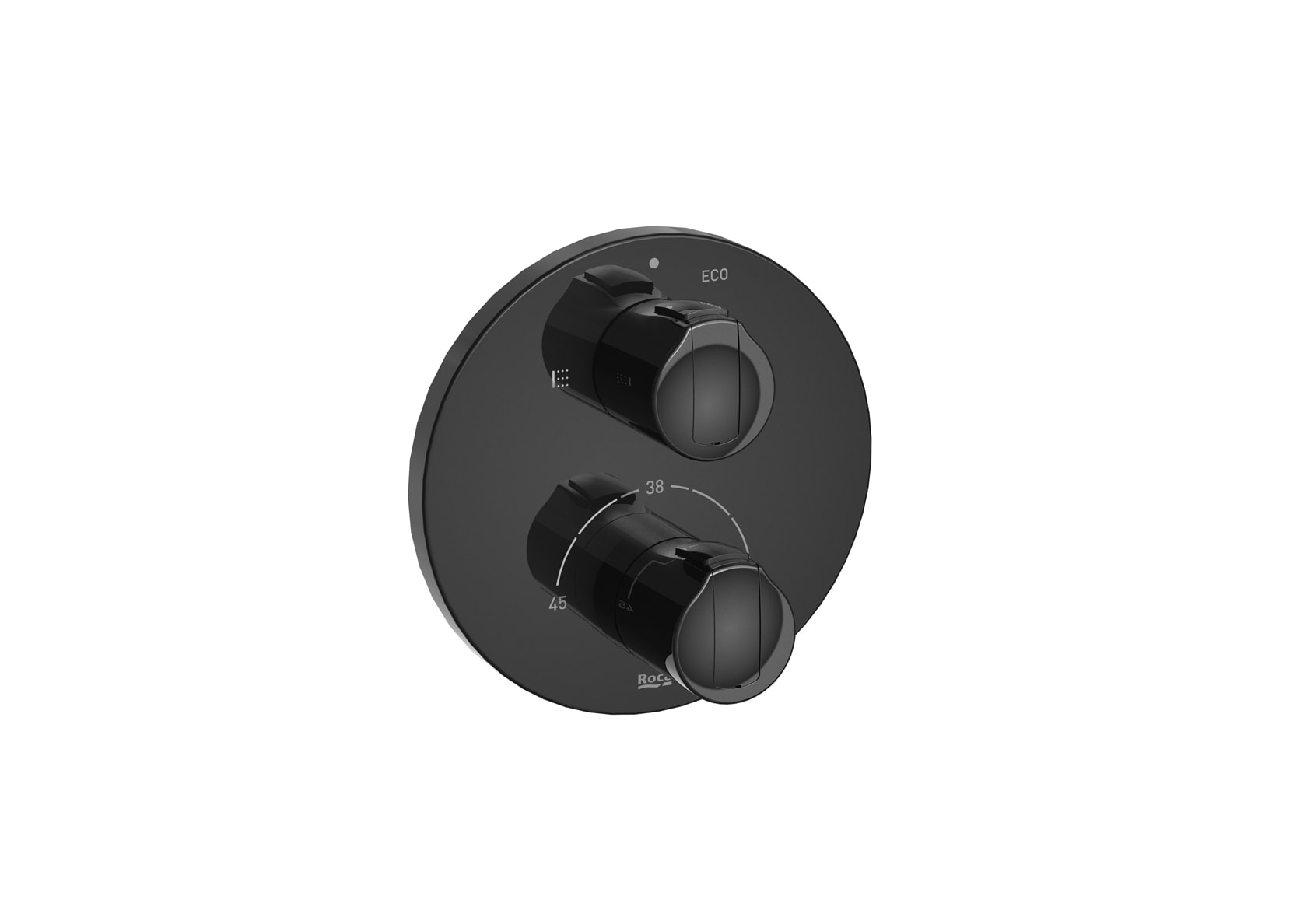 Roca - ROUND - Mezclador termostático empotrable para baño-ducha T-1000 Negro Titanio A5A0D09CN0. A completar con RocaBox A52586