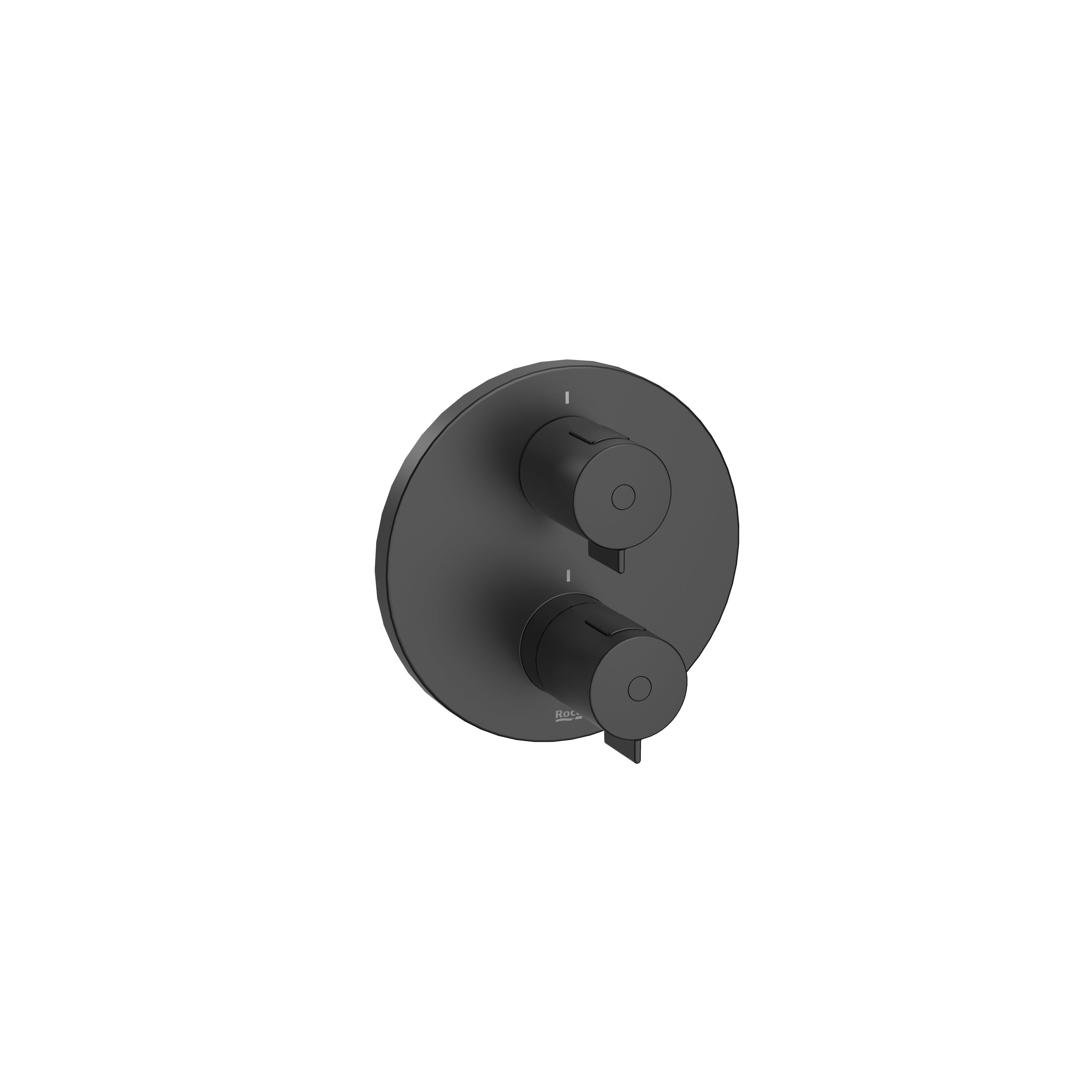 Roca-Embedable thermostatic mixer for bathroom-ducha (2 tracks) T-500. Includes built -in subset and matt black rosette A5A