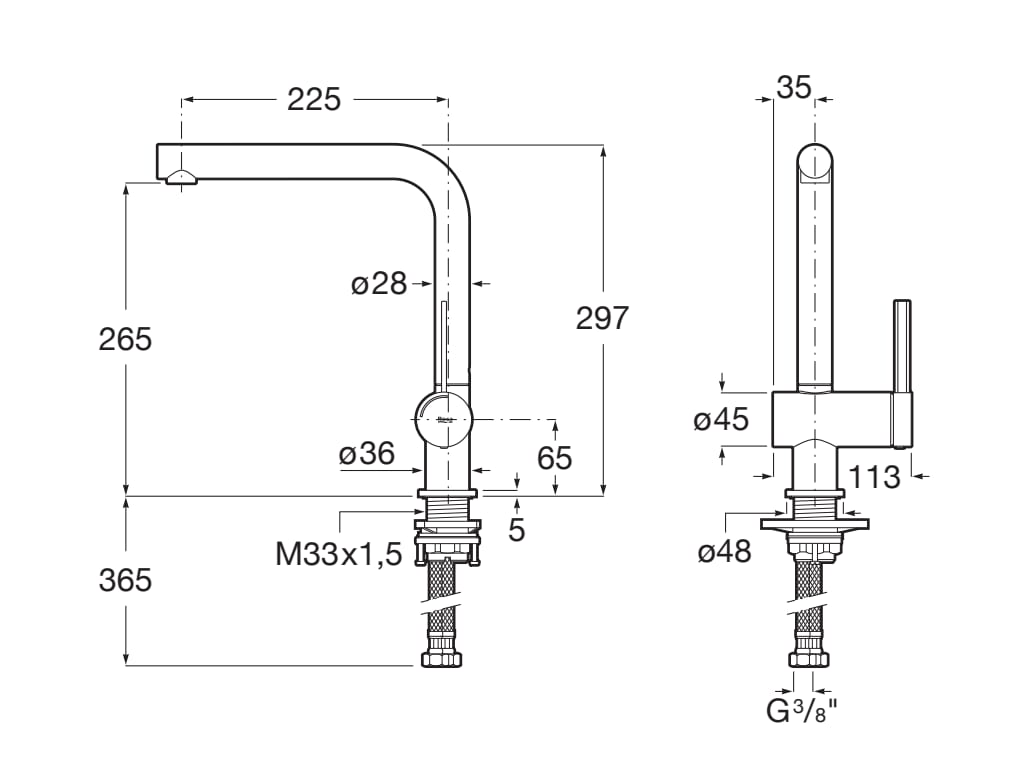 Roca - Mezclador monomando para cocina Cromado A5A831FC00