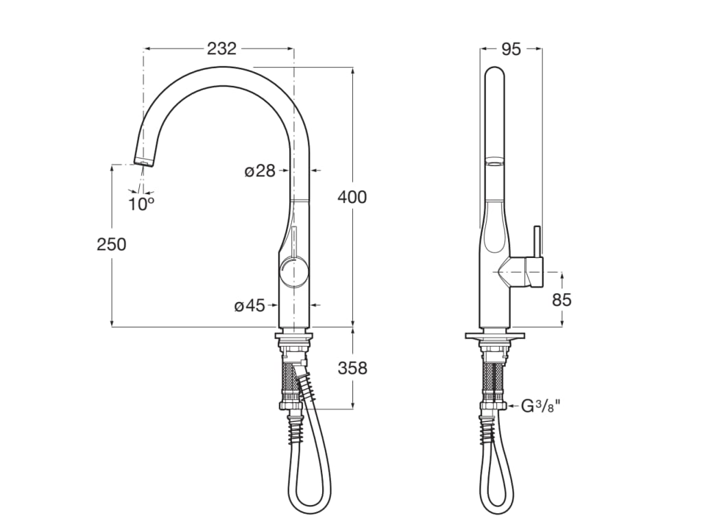 Mezclador monomando para cocina con caño giratorio Glera A5A844DC00