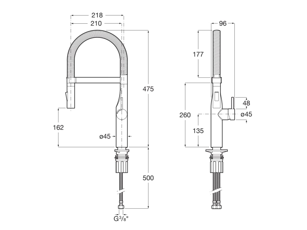 Roca - Pro - Mezclador monomando para cocina con caño giratorio de PVC y ducha extraíble de dos funciones Glera A5A884DC00