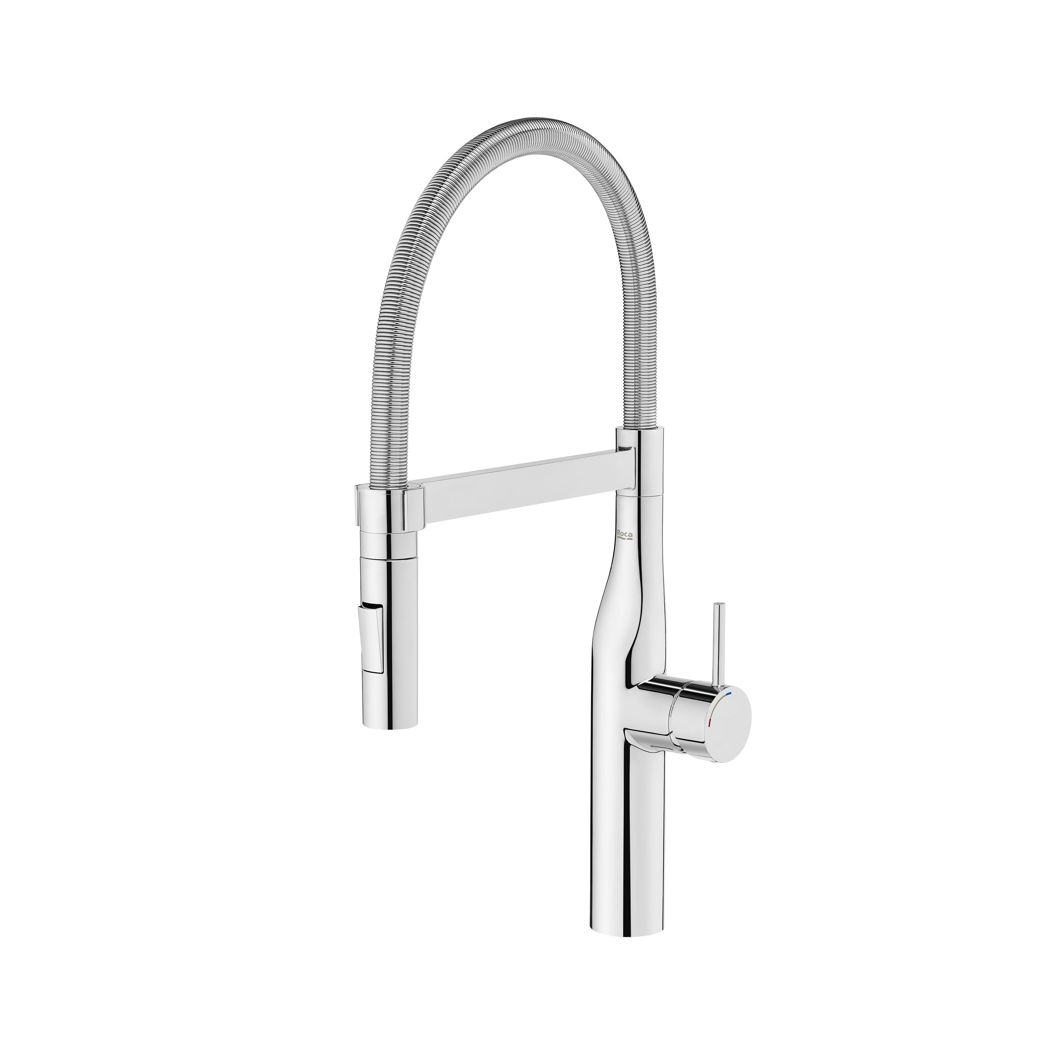 Roca - Pro - Mezclador monomando para cocina con caño giratorio con muelle y ducha extraíble de dos funciones Glera A5A8A4DC00