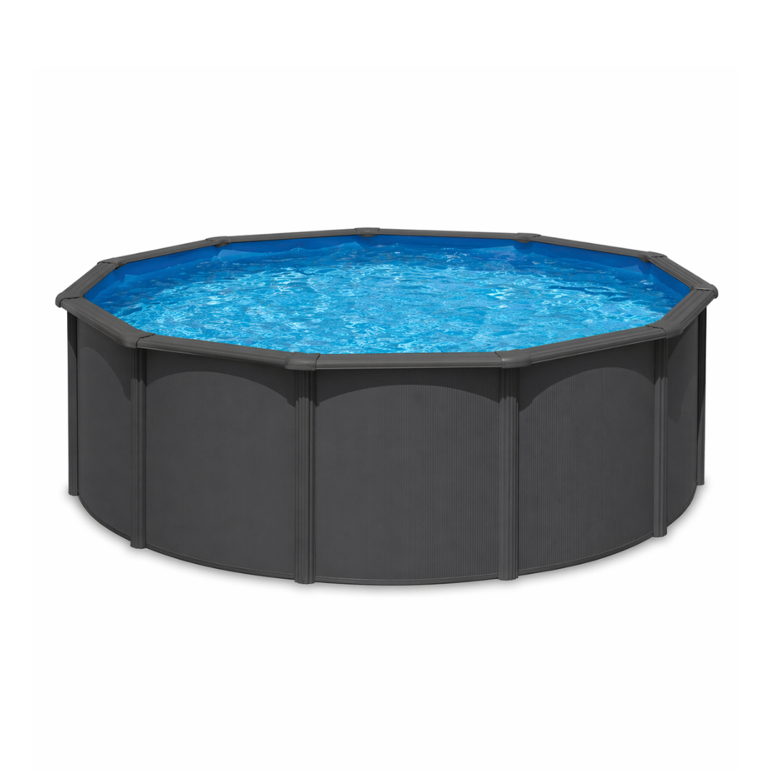 Piscina elevada sin obra de acero redonda color antracita redonda