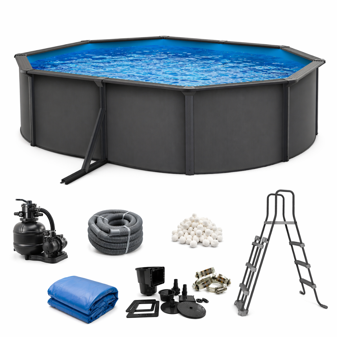 Piscine hors-sol acier ovale anthracite