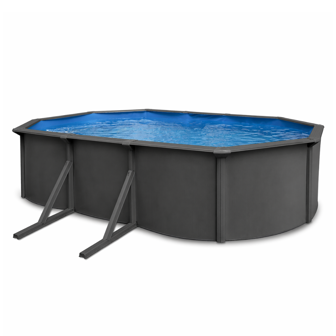Piscine hors-sol acier ovale anthracite