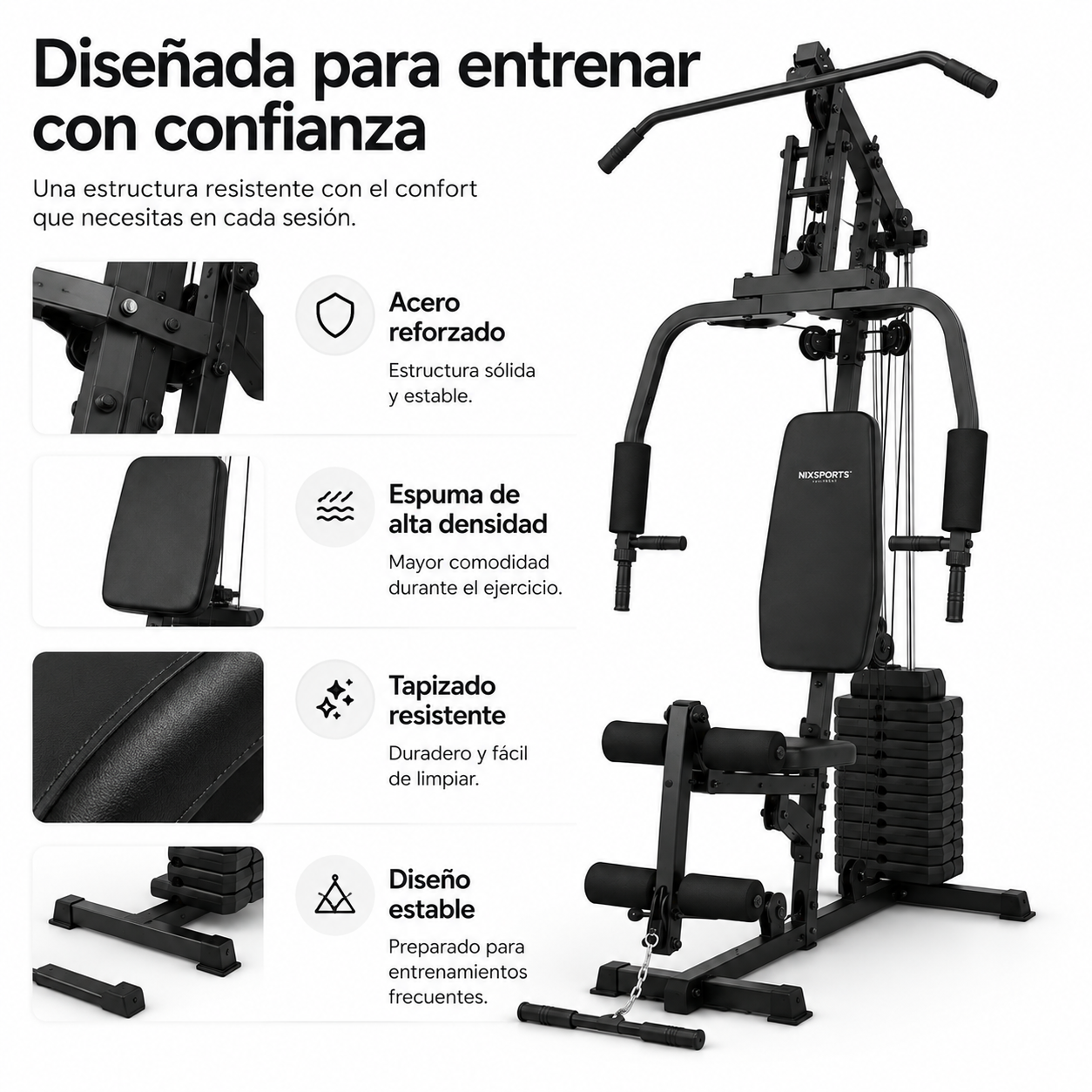Multiestação de Musculação com Polias e Banco Ergonómico