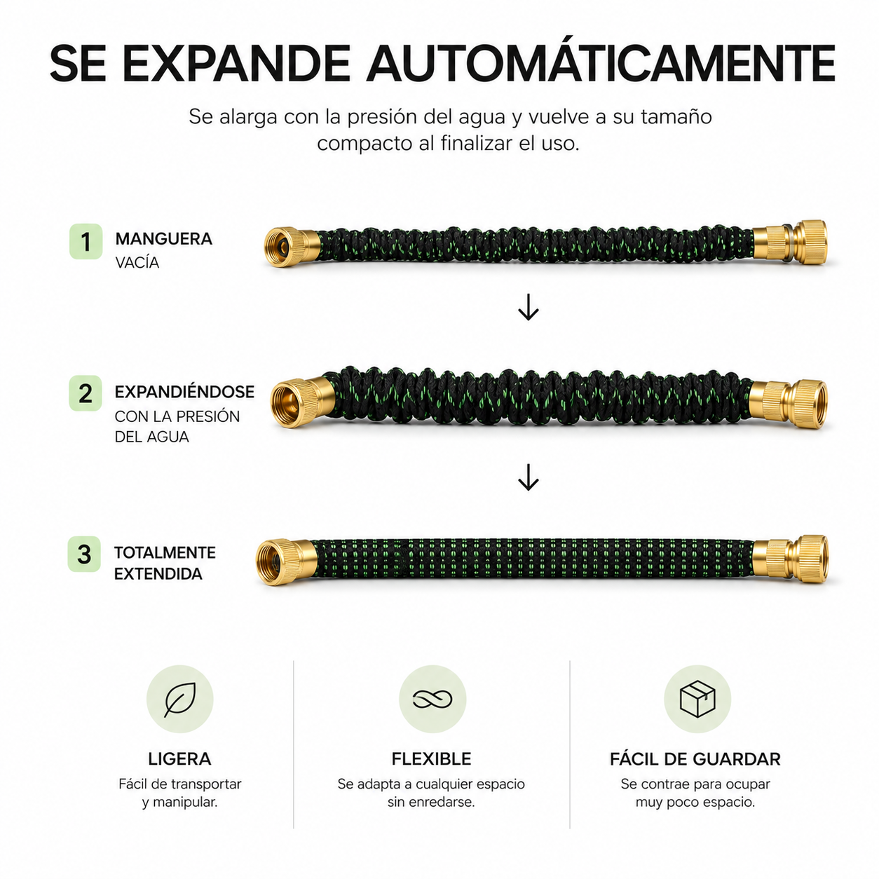 Manguera Extensible de Jardín 15 m con Pistola Multifunción