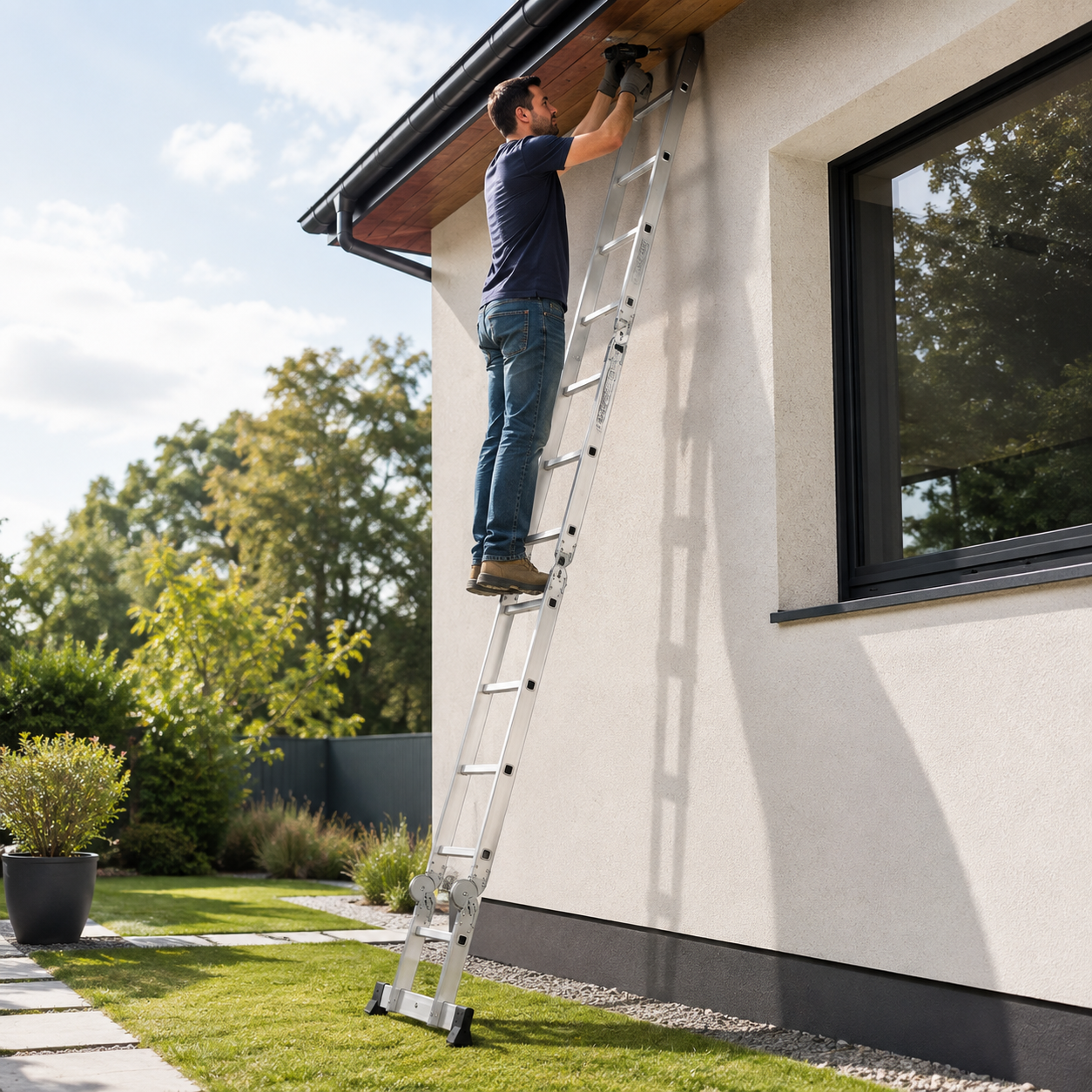Opvouwbare aluminium multifunctionele ladder 4-in-1