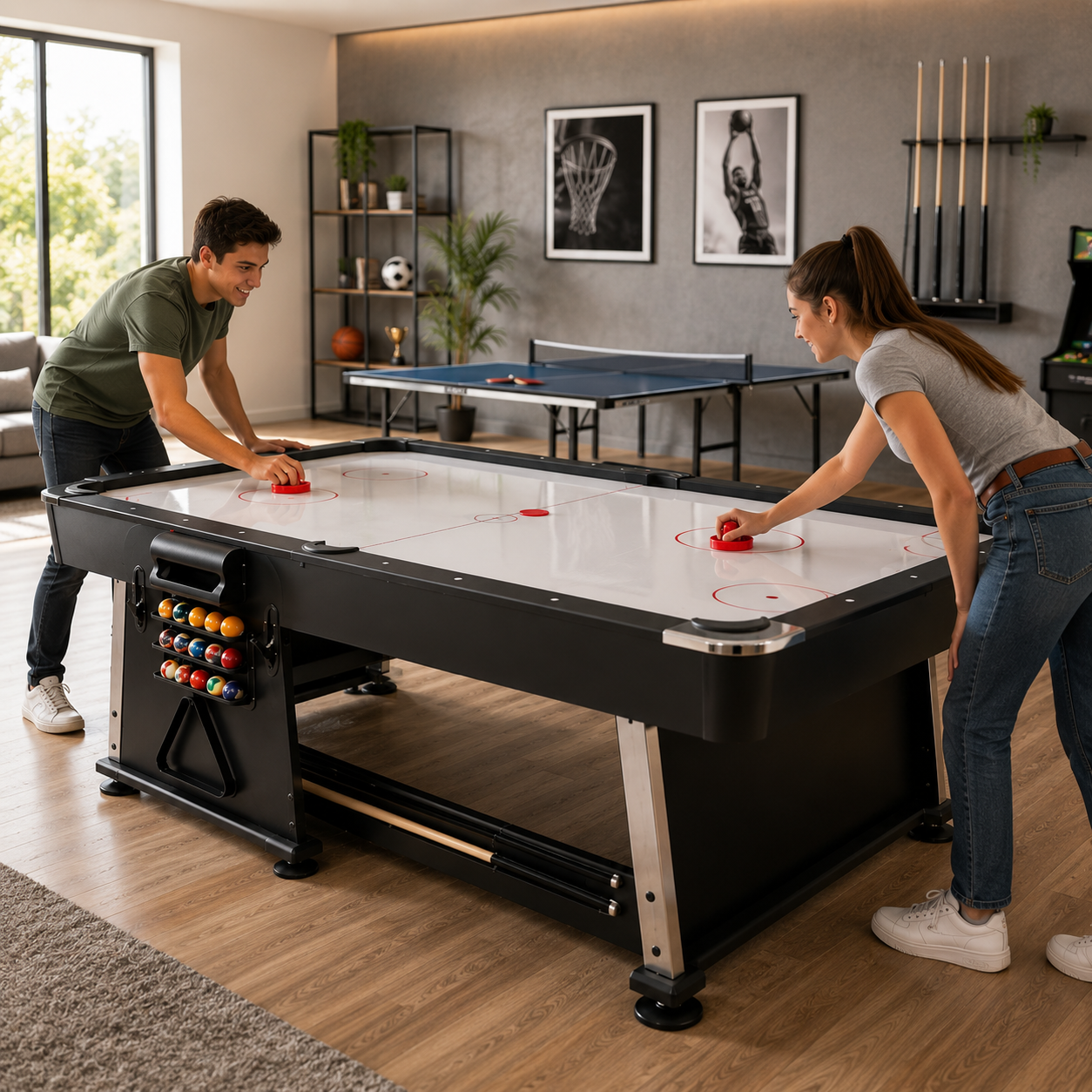 3-in-1-multispeltafel: pool en pingpong, 210 cm