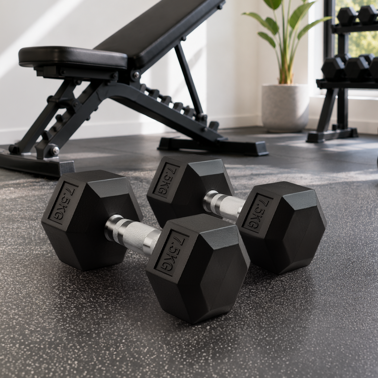 Pack de 2 Halteres Hexagonais 7,5 Kg Pegada Antideslizante