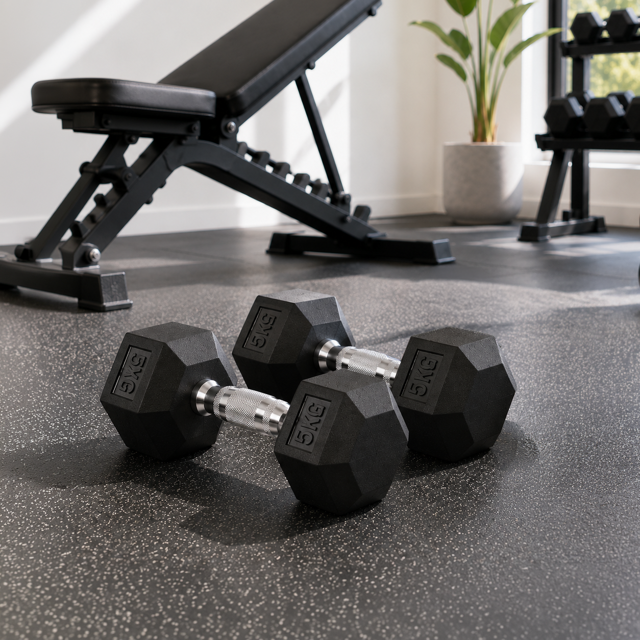 Pack de 2 Halteres Hexagonais 5 Kg Pegada Antideslizante