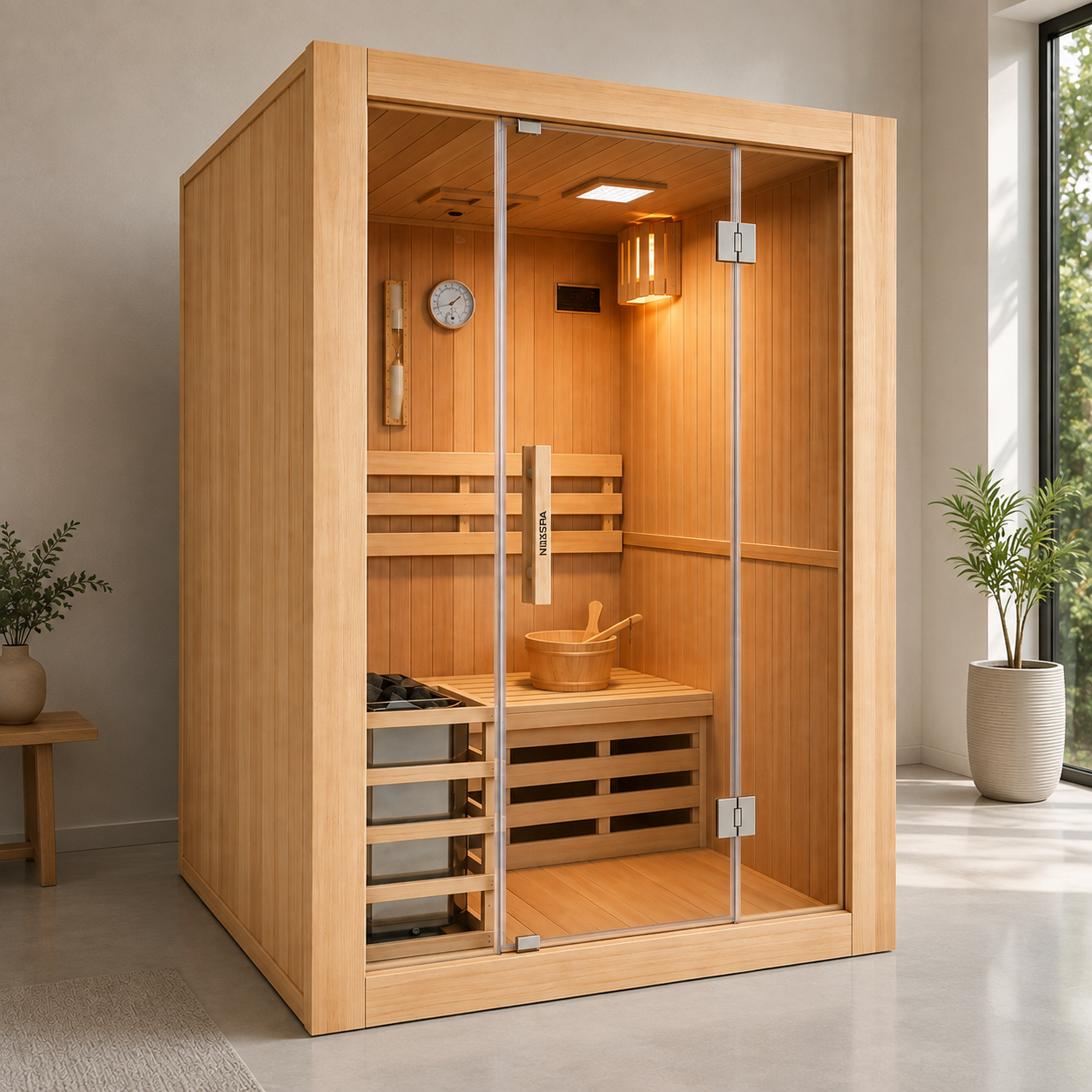 Sauna Finlandesa para casa 3 Personas Madera Hemlock Canadiense