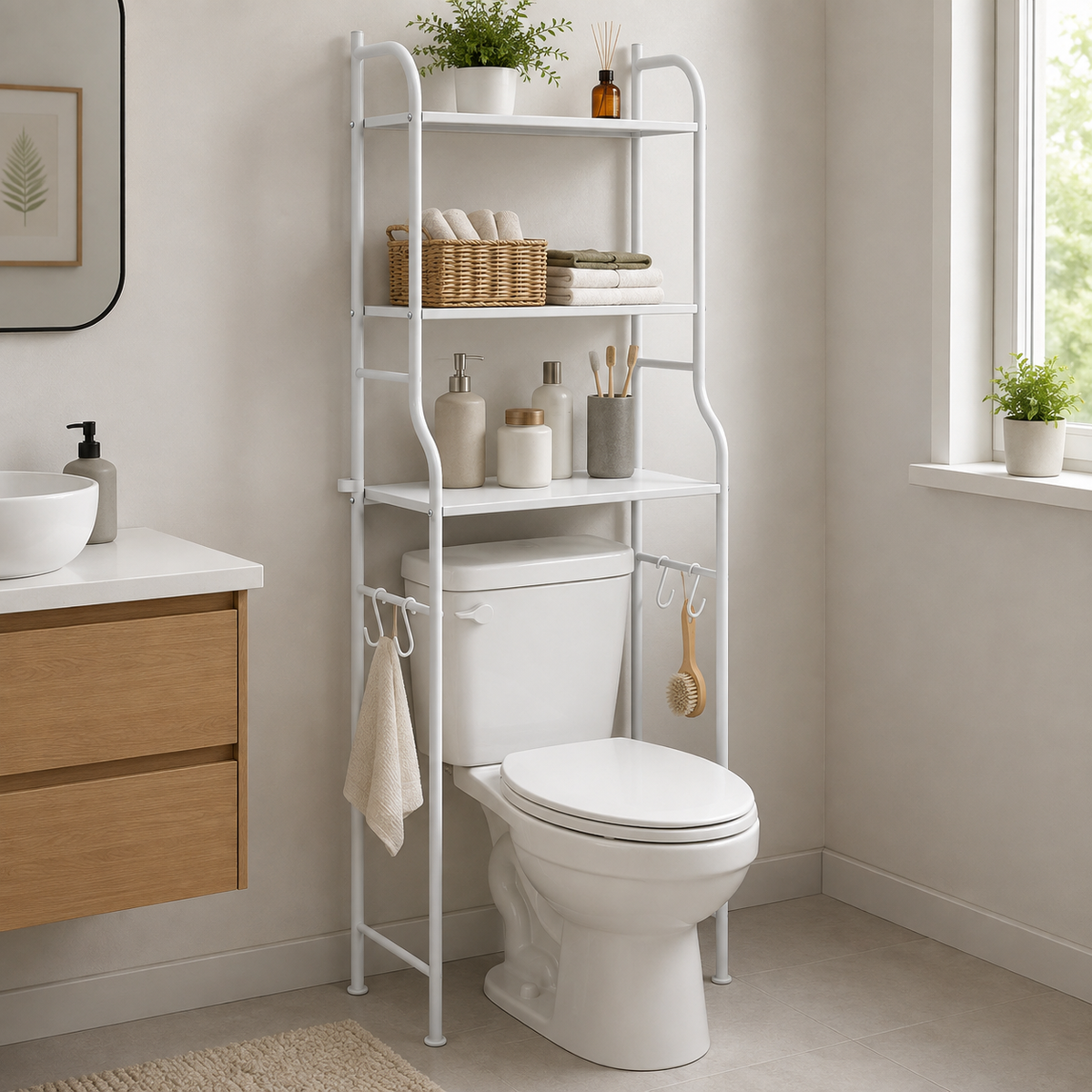 Toiletrek met 3 niveaus en haken