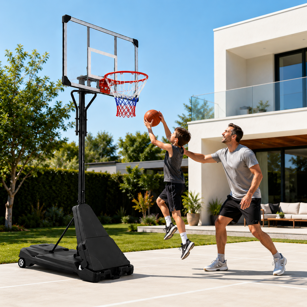 Canestro da Basket Portatile con Altezza Regolabile 2,45-3,05 m