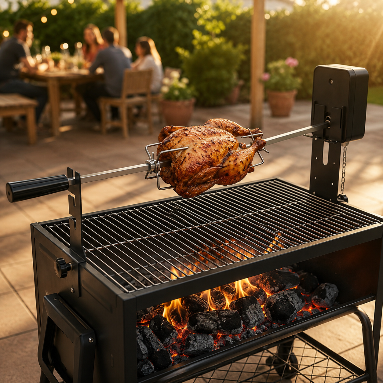 Kit Asador Giratorio Para Barbacoa Con Motor Y Eje Inoxidable