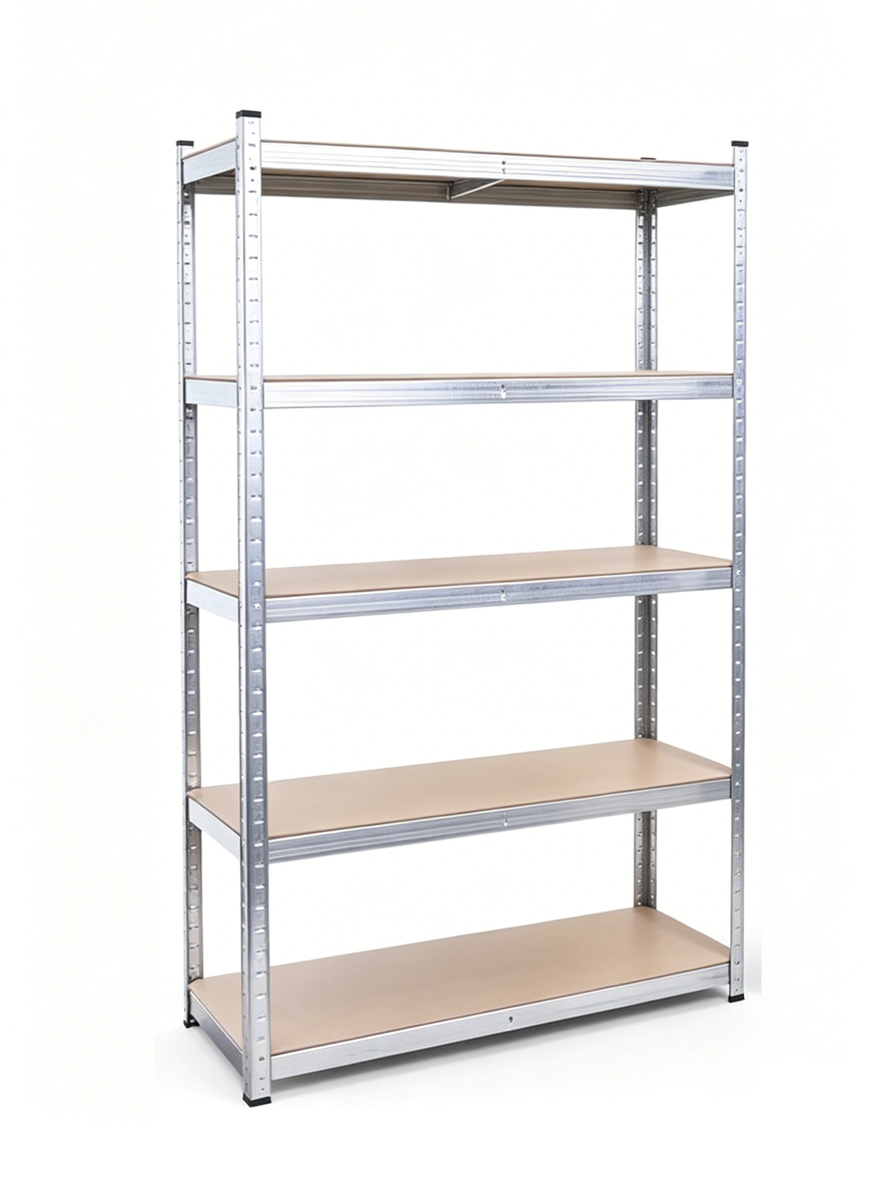 Scaffale metallico zincato con 5 ripiani rinforzati e grande capacità di carico 180x90x40 cm
