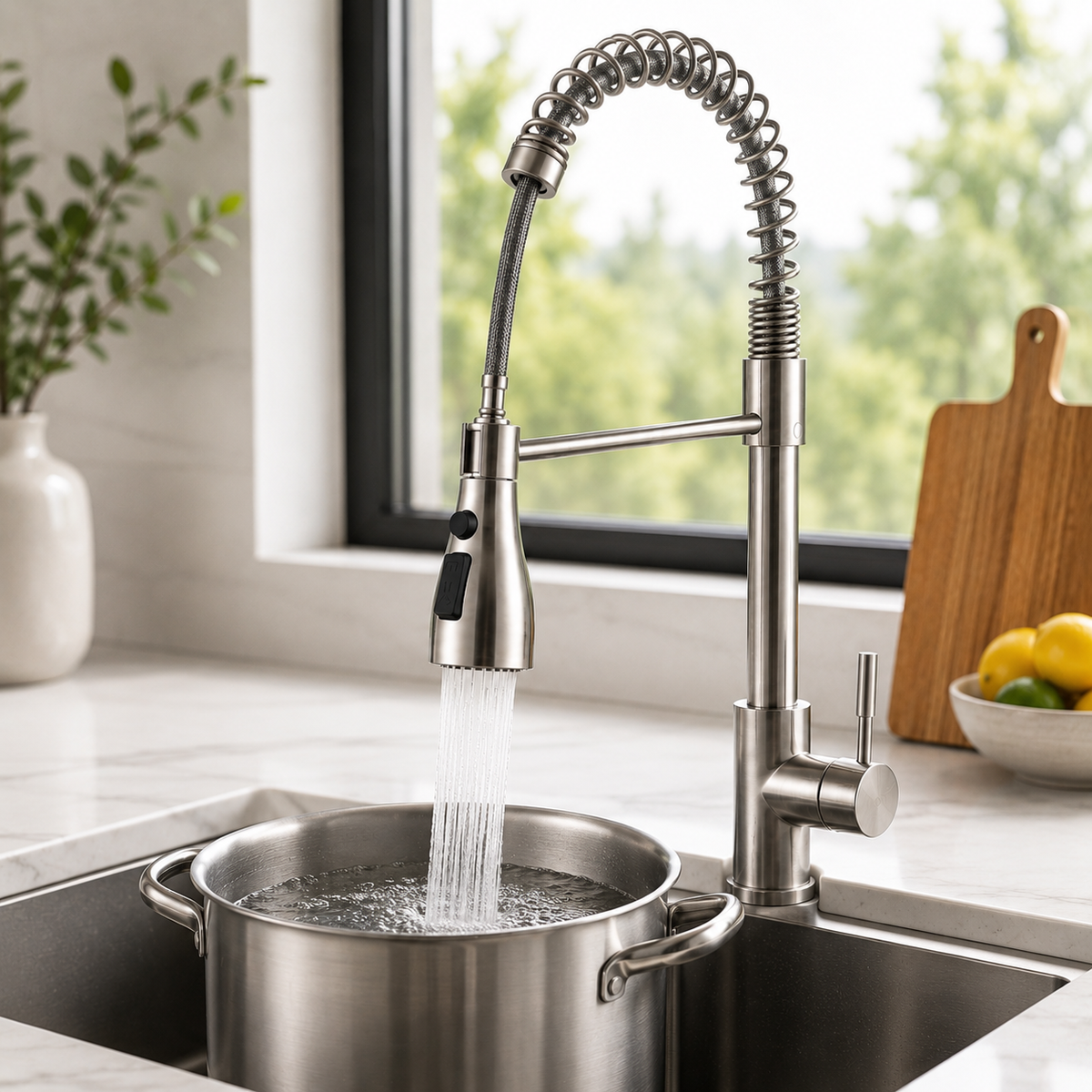 Rubinetto da Cucina Estraibile a 360 Gradi con Doccia Estensibile in Acciaio Inox