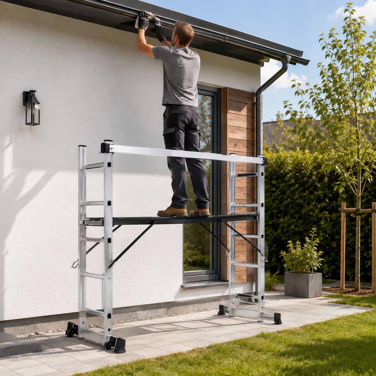 Multifunctionele ladder 4-in-1 met antislipplatform