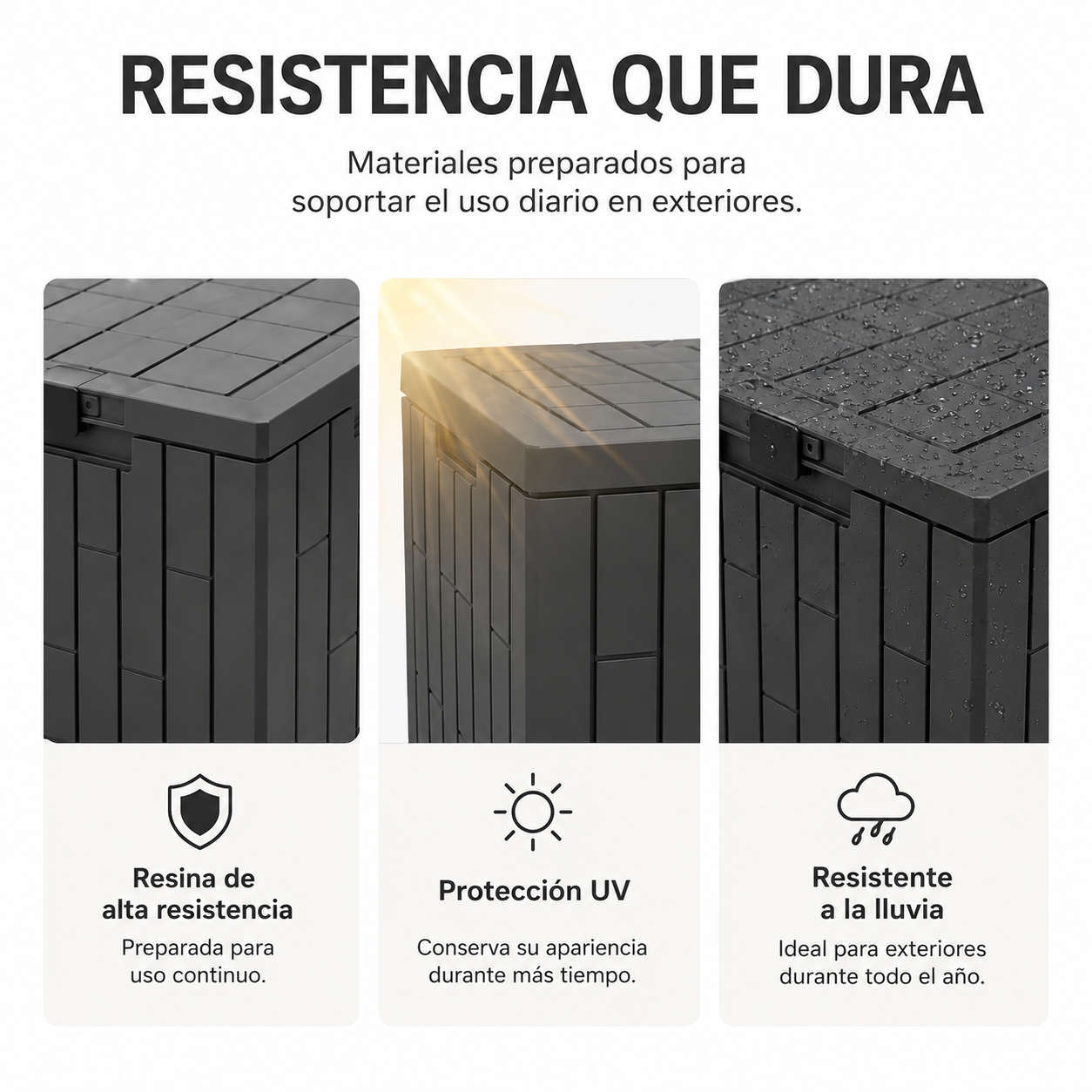 Arcón De Almacenaje Exterior Impermeable 130 L Con Tapa Reforzada