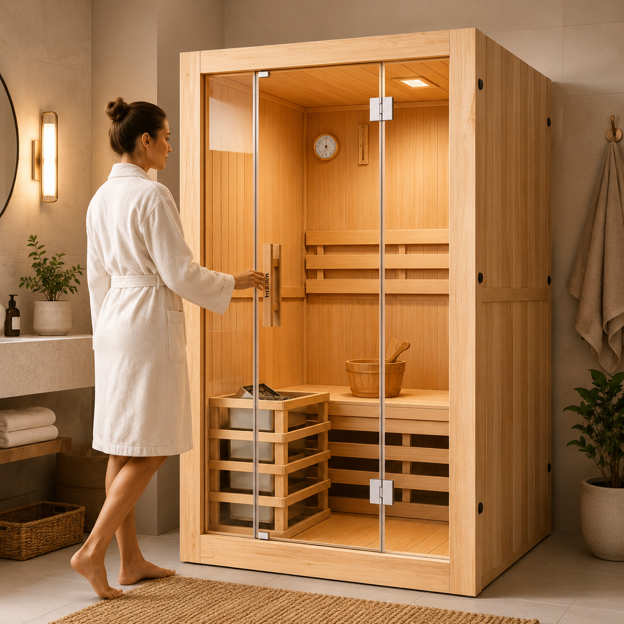 Sauna finlandese per 2 persone in legno Hemlock canadese